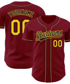 Custom Crimson Gold-Navy Authentic Baseball Jersey