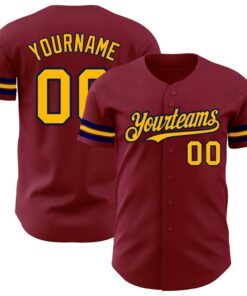 Custom Crimson Gold-Navy Authentic Baseball Jersey