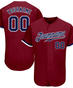 Custom Crimson Navy-White Authentic Baseball Jersey
