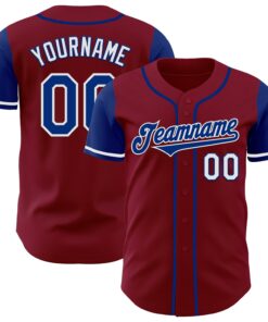 Custom Crimson Royal-White Authentic Two Tone Baseball Jersey