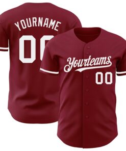 Custom Crimson White Authentic Baseball Jersey