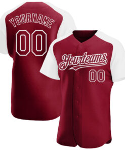 Custom Crimson White Authentic Raglan Sleeves Baseball Jersey