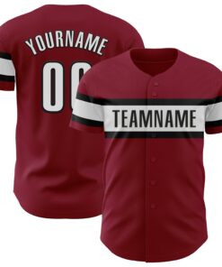 Custom Crimson White-Black Authentic Baseball Jersey