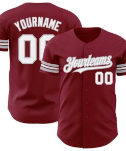 Custom Crimson White-Gray Authentic Baseball Jersey