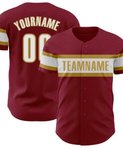 Custom Crimson White-Old Gold Authentic Baseball Jersey