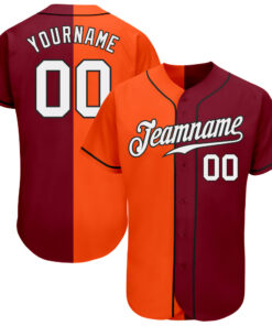 Custom Crimson White Orange-Black Authentic Split Fashion Baseball Jersey