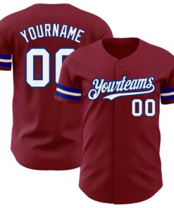 Custom Crimson White-Royal Authentic Baseball Jersey