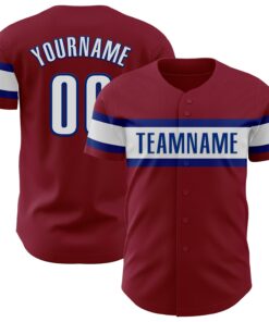 Custom Crimson White-Royal Authentic Baseball Jersey