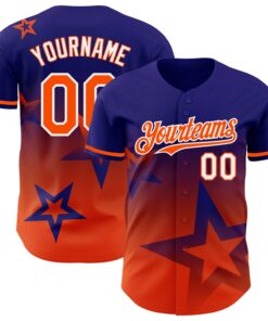 Custom Dark Purple Orange-White 3D Pattern Design Gradient Style Twinkle Star Authentic Baseball Jersey