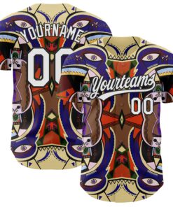Custom Dark Purple White-Black 3D Pattern Design Black History Month Authentic Baseball Jersey