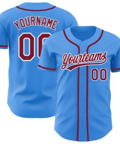 Custom Electric Blue Crimson-White Authentic Baseball Jersey