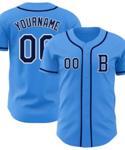 Custom Electric Blue Navy-White Authentic Baseball Jersey