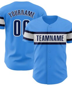Custom Electric Blue Navy-White Authentic Baseball Jersey