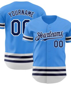 Custom Electric Blue Navy-White Line Authentic Baseball Jersey