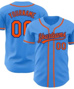 Custom Electric Blue Orange-Royal Authentic Baseball Jersey