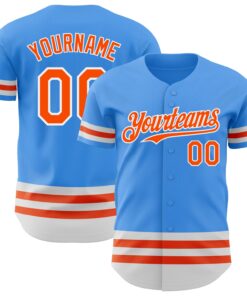 Custom Electric Blue Orange-White Line Authentic Baseball Jersey