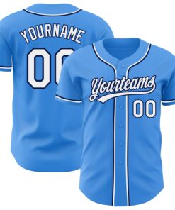 Custom Electric Blue White-Navy Authentic Baseball Jersey