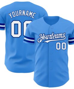 Custom Electric Blue White-Royal Authentic Baseball Jersey