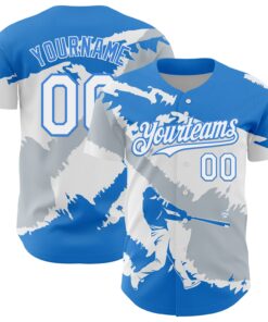Custom Electric Blue White-Silver 3D Honduras Honduran Flag Authentic Baseball Jersey