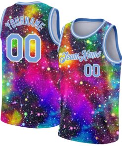 Custom Galactic Light Blue-White 3D Authentic Basketball Jersey