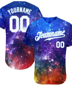Custom Galactic White-Light Blue 3D Authentic Baseball Jersey