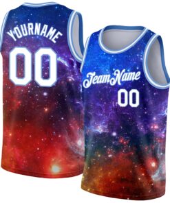 Custom Galactic White-Light Blue 3D Authentic Basketball Jersey