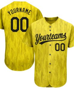 Custom Gold Black 3D Pattern Design Authentic Baseball Jersey