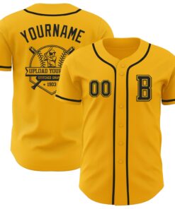 Custom Gold Black Authentic Baseball Jersey