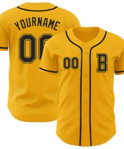 Custom Gold Black Authentic Baseball Jersey