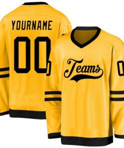 Custom Gold Black Hockey Jersey