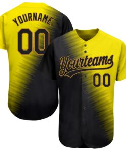 Custom Gold Black-Old Gold 3D Pattern Design Authentic Baseball Jersey
