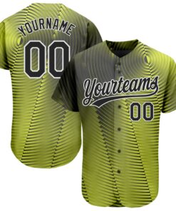 Custom Gold Black-White 3D Pattern Design Authentic Baseball Jersey