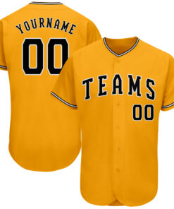 Custom Gold Black-White Authentic Baseball Jersey
