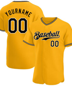 Custom Gold Black-White Authentic Baseball Jersey