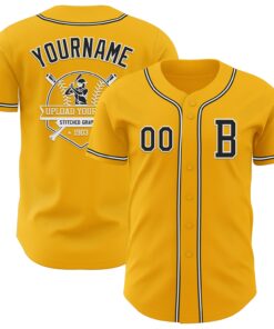 Custom Gold Black-White Authentic Baseball Jersey