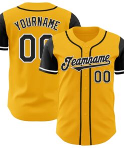 Custom Gold Black-White Authentic Two Tone Baseball Jersey