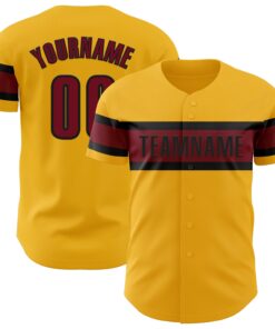 Custom Gold Crimson-Black Authentic Baseball Jersey