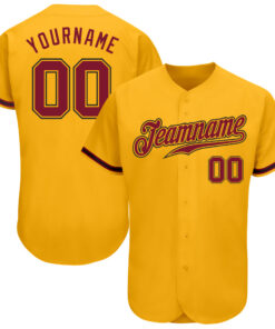 Custom Gold Crimson-Black Authentic Baseball Jersey