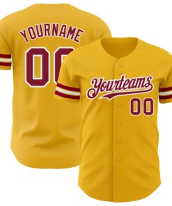 Custom Gold Crimson-White Authentic Baseball Jersey