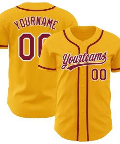 Custom Gold Crimson-White Authentic Baseball Jersey