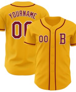 Custom Gold Crimson-White Authentic Baseball Jersey