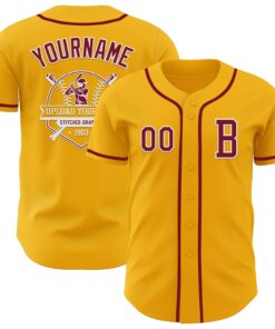 Custom Gold Crimson-White Authentic Baseball Jersey