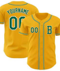 Custom Gold Kelly Green-White Authentic Baseball Jersey