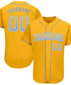 Custom Gold Light Blue-White Authentic Drift Fashion Baseball Jersey