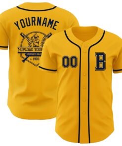 Custom Gold Navy Authentic Baseball Jersey