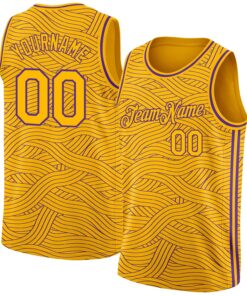 Custom Gold Purple Authentic City Edition Basketball Jersey