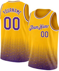 Custom Gold Purple-White Fade Fashion Authentic City Edition Basketball Jersey
