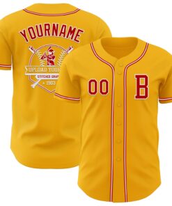 Custom Gold Red-White Authentic Baseball Jersey