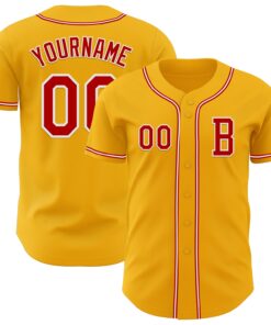Custom Gold Red-White Authentic Baseball Jersey