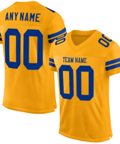 Custom Gold Royal Mesh Authentic Football Jersey